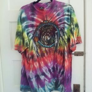 🌙Vintage Tie-dye Dreamcatcher Wolf 3X T-Shirt